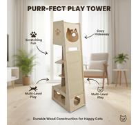 Minimalista de Madera para Gatos - Multinivel con Alfombra Vertical de Sisal para Rascar, de Actividades para Gatos que con Lindo para Apartamentos Pequeños y Gatos de Interior