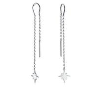 Minimalista De Moda Petite Celestial Astrología Shinning Estrella Del Norte Larga Cadena De Enhebrador Pendientespara Mujer Para Adolescente .925 Plata De Ley U Estabilizador Gancho