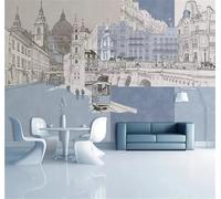 Minimalista Dibujado A Mano Tridimensional Ciudad Arquitectura Coches 3D Papel Pintado Pared Fácil Instalación Oficina Sala Estar Sofá Dormitorio TV Fondos Decoración-250cm×170cm