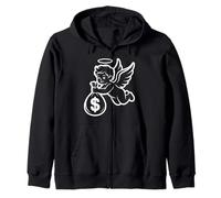 Minimalista Dinero Querubín - Ángel con Bolsa de dólar Sudadera con Capucha