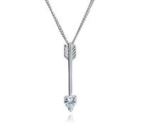 Bling Jewelry Minimalista En Forma De Corazón De Circonio Cúbico Cz Punta De Flecha Colgante Collar Para Mujer Para Adolescente .925 Plata Esterlina