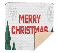 Minimalista - Estilo "Merry Christmas" diseño lindo plegable para actividades de bebé alfombra de juego para el suelo resistente al agua alfombra de juego de viaje para bebé niño pequeño, 50 x 50