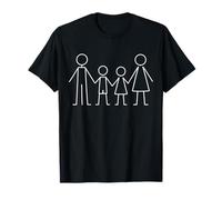 Minimalista Familia Línea Arte Dibujo Mamá Papá Hi Camiseta