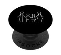 Minimalista Familia Línea Arte Dibujo Mamá Papá Hi PopSockets PopGrip Adhesivo