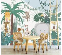 Minimalista Fresco Bello Animales Dibujos Animados Plantas 3D Papel Pintado Tapiz Textura de Seda Oficina Comedor Sofá Dormitorio Sala Estar TV Fondo Pantalla-200cm×140cm
