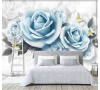 Minimalista Fresco Bello Flores Tridimensional Rosas 3D Papel Pintado Tapiz Textura de Seda Oficina Comedor Sofá Dormitorio Sala Estar TV Fondo Pantalla-150cm×105cm