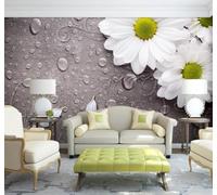 Minimalista Fresco Gotas De Agua Blanco Flores Papel Pintado 3D Seda De Lujo Pared Estudio Comedor Sofa Dormitorio Madera Salon Tv Decorativo-400cm×280cm