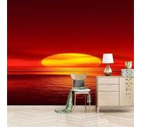 Minimalista Hermoso Rojo Puesta De Sol Mar 3D Papel Pintado Pared Fácil Instalación Oficina Sala Estar Sofá Dormitorio TV Fondos Decoración-150cm×105cm