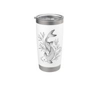 Minimalista Koi Fish Line Art Japanese Zen Vaso térmico de acero inoxidable de doble pared