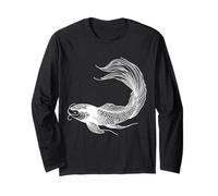 Minimalista Koi Fish Line Art Simple Dibujo Diseño Manga Larga