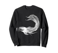 Minimalista Koi Fish Line Art Simple Dibujo Diseño Sudadera