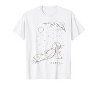 Minimalista Line Art Harajuku Anime Chica & Conejo Japonés Camiseta