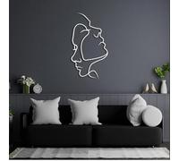 Minimalista Línea Facial Decoración de Pared Metal, 24 x 42 cm, Abstracto Cara Humana, Alambre Arte de Pared Silueta, Moderno Cartel de Pared de Metal para Dormitorio Salón Hogar Decoración Regalo