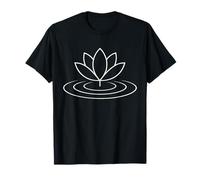 Minimalista Lotus sobre Ondas Calma Mindfulness Línea Arte Icono Camiseta