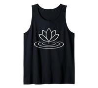 Minimalista Lotus sobre Ondas Calma Mindfulness Línea Arte Icono Camiseta sin Mangas