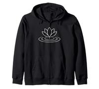 Minimalista Lotus sobre Ondas Calma Mindfulness Línea Arte Icono Sudadera con Capucha