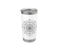 Minimalista Mandala Balance Meditación Mindfulness Line Art Vaso térmico de acero inoxidable de doble pared