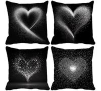 Minimalista moderno Cojines Exterior Impermeable Lino Fundas de Cojines 65x65 Juego de 4 Amar Cushion Covers con Cremallera Oculta para Salón, Dormitorio, Jardín, Patio Balcón Decorativos Regalo 7840i