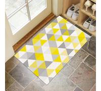 Minimalista Moderno Felpudo 40 x 60 cm Patrón de triángulo - Alfombra Atrapa-Suciedad Antideslizante - Felpudo Amarillo para Interior y Exterior, Porche, Entrada, Ducha, Dormitorio y Salón
