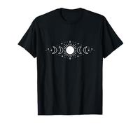 Minimalista Sol Luna Fase Viaje Celestial Universo Cósmico Camiseta