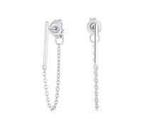 Minimalista Tiny 4MM Star CZ Opal Gemstone Geometric Dangling Thin Chain Mini Hoop Stud Ear Lobe For Women Teens 14K Gold Plated .925 Sterling Silver
