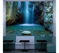 Minimalista Tridimensional Picos De Montaña Cascada Agua Fluyendo 3D Papel Pintado Pared Fácil Instalación Oficina Sala Estar Sofá Dormitorio TV Fondos Decoración-350cm×256cm