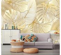 Minimalista Tropical Vegetal Dorado Hojas De Plátano 3D Papel Pintado Pared Fácil Instalación Oficina Sala Estar Sofá Dormitorio TV Fondos Decoración-150cm×105cm