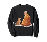 Minimalista Zen Art Peace Walking Monjes y Dog Mindfulness Sudadera
