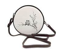Minimalistic Birds On Branch In Winter - Bolso cruzado redondo de piel para mujer