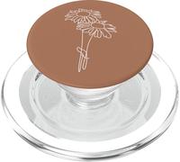 Minimalistic Boho Daisy Flower Line Art Pastel Brown PopSockets PopGrip para MagSafe