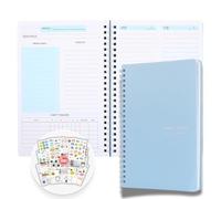 MINIME AND JUST ® Planificador minimalista semanal A5 (21X 15 cm) personalizable con 638 Pegatinas - Organizador Diario con Seguimiento de Hábitos y Metas - 52 Semanas sin Fechas.