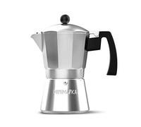 Minimoka Minimoka 9 - Cafetera italiana, 9 tazas, base y filtro de acero inoxidable, mango ergonómico, válvula de seguridad, cierre de silicona para mayor seguridad, apta para: vitro, eléctrica y gas
