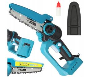 Minimotosierra inalámbrica sin escobillas, 18 V, Dedra SAS+ALL, riel guía de 6", motor sin escobillas, construcción ultraligera, grosor de corte (hasta 140 mm), funcionamiento con batería, sin batería