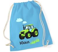 minimutz Bolsa de deporte con nombre personalizado, bolsa de tela para niños, bolsa de deporte con cierre, 12 l, 37 x 46 cm, [03] Azul Surf, 37x46 cm