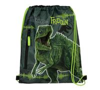 minimutz Bolsa de deporte Jurassic World Dino para niños - Personalizado con nombre - Bolsa de deporte dinosaurio T-Rex - Bolsa para zapatos con cierre, verde
