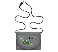 minimutz Monedero infantil personalizado con nombre, bolsa de pecho, tractor niño, gris, small, Apto para niños