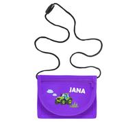 minimutz Monedero infantil personalizado con nombre, bolsa de pecho, tractor niño, morado, small, Apto para niños
