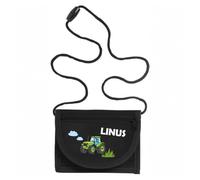 minimutz Monedero infantil personalizado con nombre, bolsa de pecho, tractor niño, Negro , small, Apto para niños