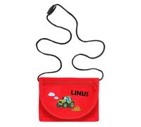 minimutz Monedero infantil personalizado con nombre, bolsa de pecho, tractor niño, rojo, small, Apto para niños