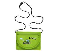 minimutz Monedero infantil personalizado con nombre, bolsa de pecho, tractor niño (verde)