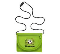 minimutz Monedero infantil personalizado con nombre, bolso de fútbol para niño, color verde
