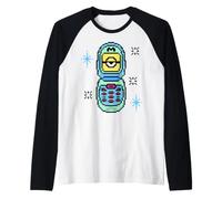 Minions 8-bit Flip Phone Pixel Retro Camiseta Manga Raglan