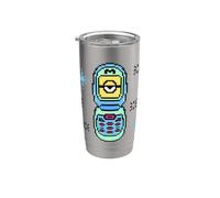 Minions 8-bit Flip Phone Pixel Retro Vaso térmico de acero inoxidable de doble pared