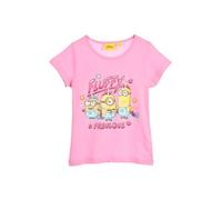 Minions Camiseta para Niñas, Diseño 'Fluffy & Fabulous' Camiseta Algodón Suave de Manga Corta para Niñas, Talla 8 Años | Rosa