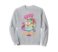 Minions Cute But Dangerous Sudadera, Unisex para Adultos, Gris Jaspeado, XL