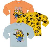 MINIONS/Despicable Me Paquete de tres camisetas de manga larga de algodón peinado 100%, Multicolor, 5-6 años