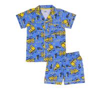 Minions, GRU: Mi Villano Favorito/Despicable Me, 100% algodón con Botones Pijama de Manga Corta, Blue, 6-7 Años: 122cm, Azul