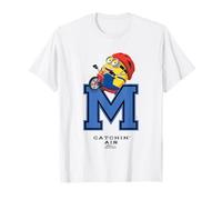 Minions Jerry Riding Catchin' Air Big Chest Collegiate Logo Camiseta