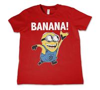 Minions Licenciado Oficialmente Banana! Niños Camiseta (Rojo), 5-6 años
