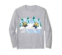 Minions nevando y divirtiéndose en Invierno Manga Larga